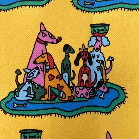 NWT NOOWORKS Dog Party Yellow Twill Mini Skirt Size Large - Picture 2 of 8